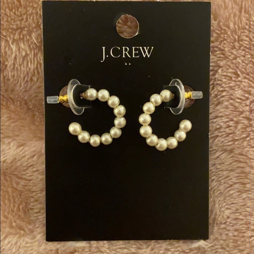 J Crew Pearl Hoops